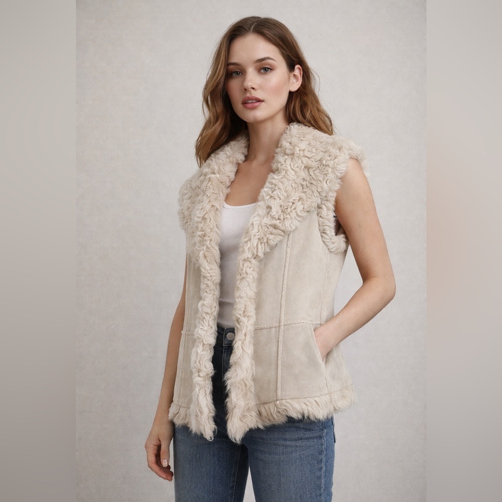 Iceberg Italian Shearling Vest — Timeless Winter Luxury Off-White  Sz S/XS